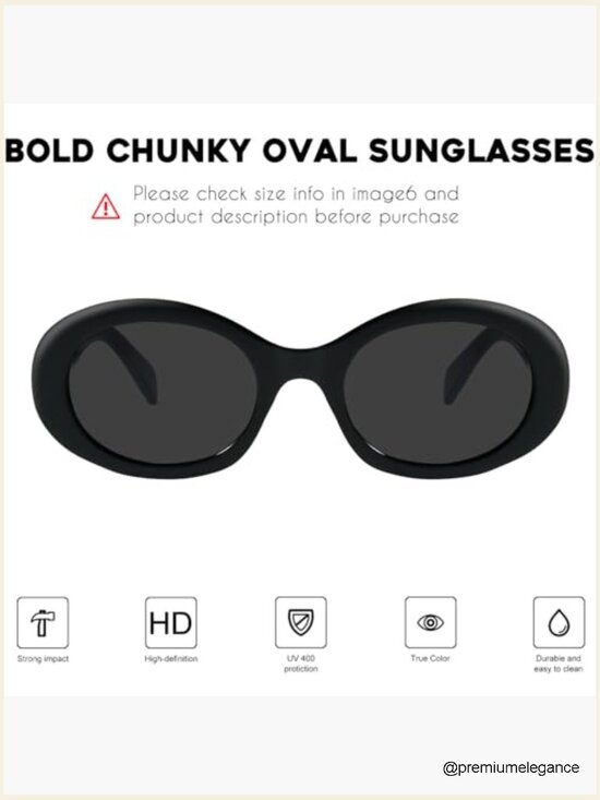 Retro Oval Chunky Sunglasses UV400 Protection Women\'s